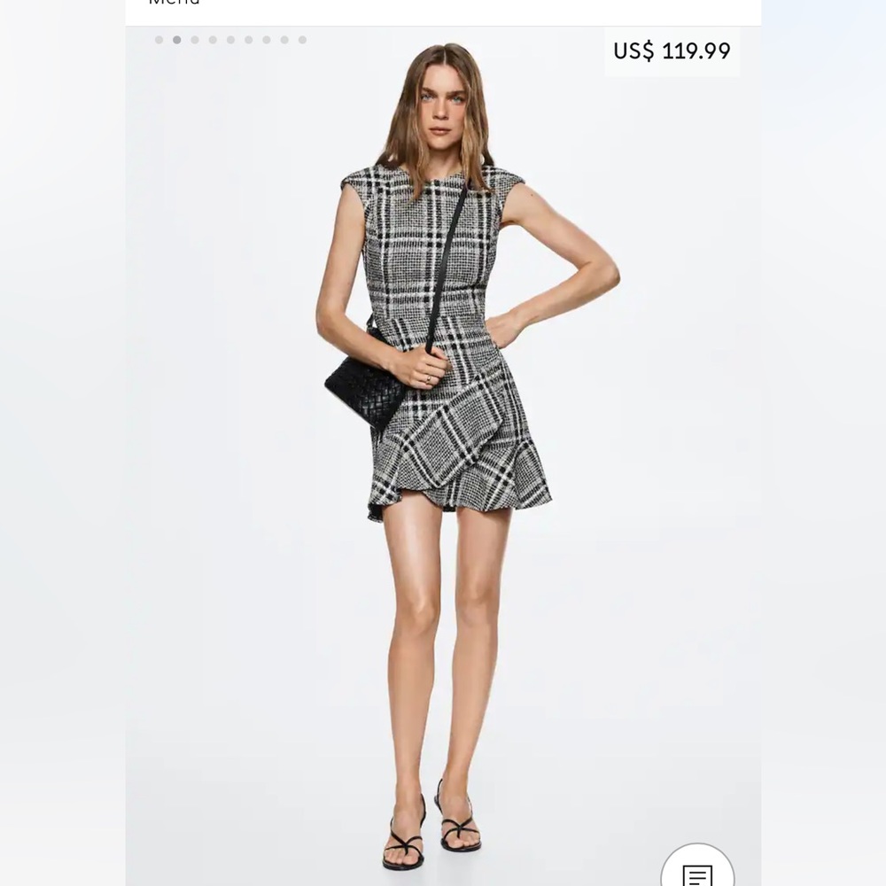 MANGO NWT Tweed Black and White Dress Size M/6